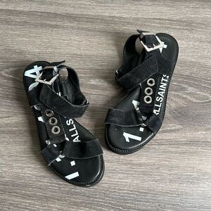 AllSaints Grommet Sandals Black 7